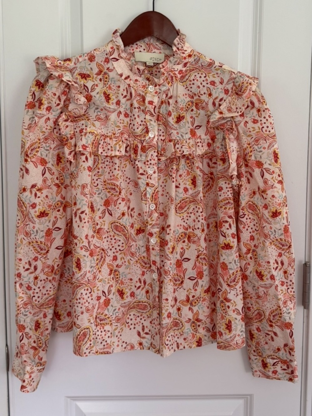 Pinch Floral/Paisley Ruffle Blouse